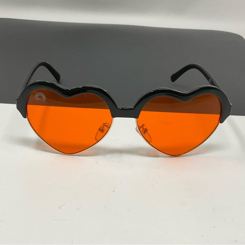 Rainbow Optx orange Heart Sunglasses
